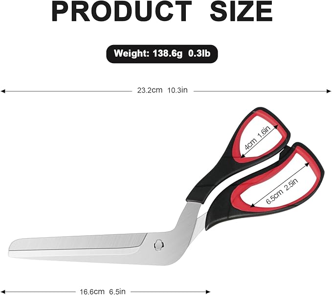Pizza Scissors, Pizza Cutter, Food-Grade Sharp Stainless Steel Blade，Soft Grip Handle, 27cm, Black/Grey，Kitchen Gadgets Scissors