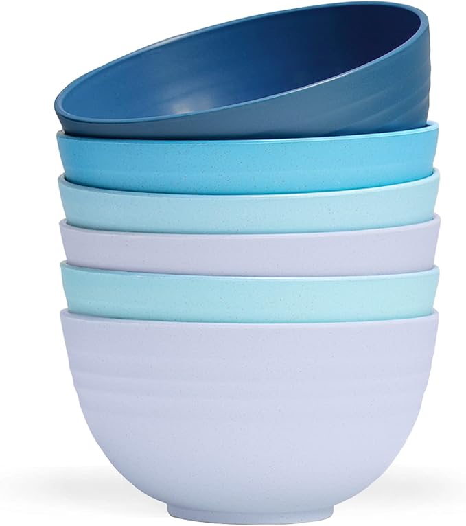 Unbreakable Cereal Bowls Set of 6, 24 OZ Made from Wheat Straw, Microwave & Dishwasher Safe, BPA-Free, for Dessert, Cereal, Serving, Soup, Oatmeal, Pasta, Salad, Lightweight Soup