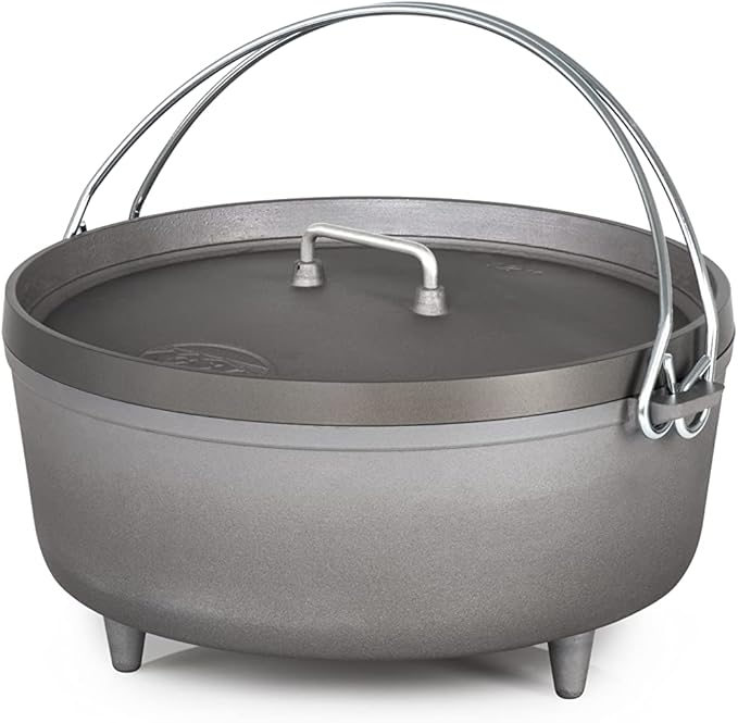 GSI Outdoors 14-Inch Hard Anodized Dutch Oven | Heavy-Duty, Non-Reactive, Rust-Free | Perfect for Open Fire, Camp Coals, Home Oven Use | Dutch Oven for Sourdough Bread, Stews, Soups and More