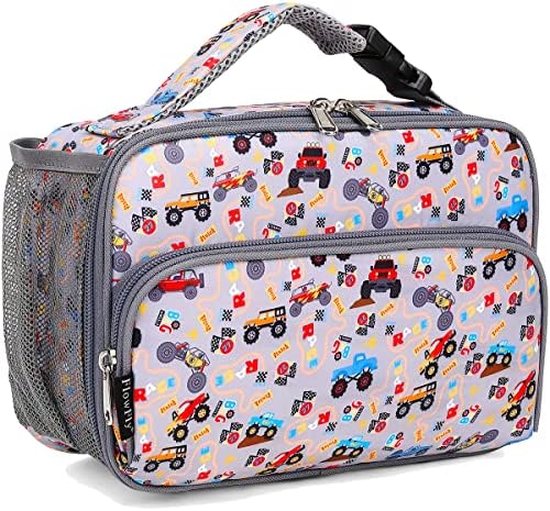 FlowFly Kids Lunch box with buckle Insulated Cooler Back to School Thermal Meal Tote Kit for Girls, Boys, Truck