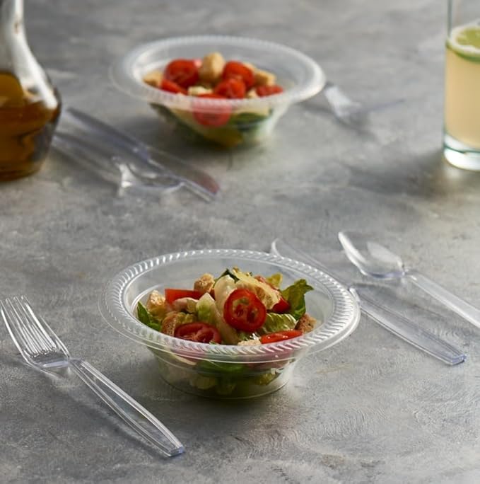 PLASTICPRO 80 Pack Clear Plastic Soup Bowls 12 oz Bulk Pack Durable Disposable Plastic Bowls for Parties Events BBQ