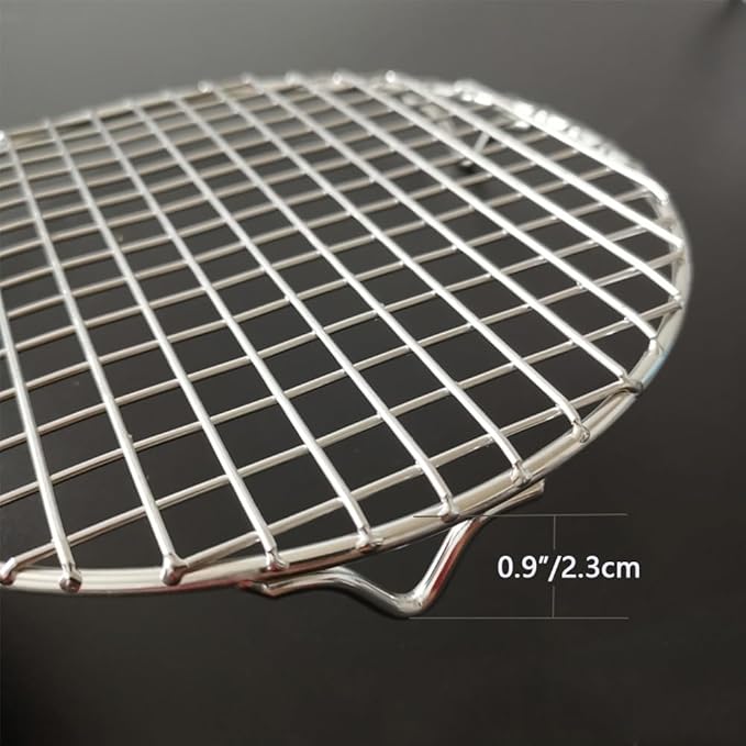 Cooling Rack Dia 7" with Legs 304 Stainless Steel Straight Wire Barbecue Carbon Baking Net Grill Pan Grate for Instant Pot/Pressure Cooker/Oven (180mm/7")