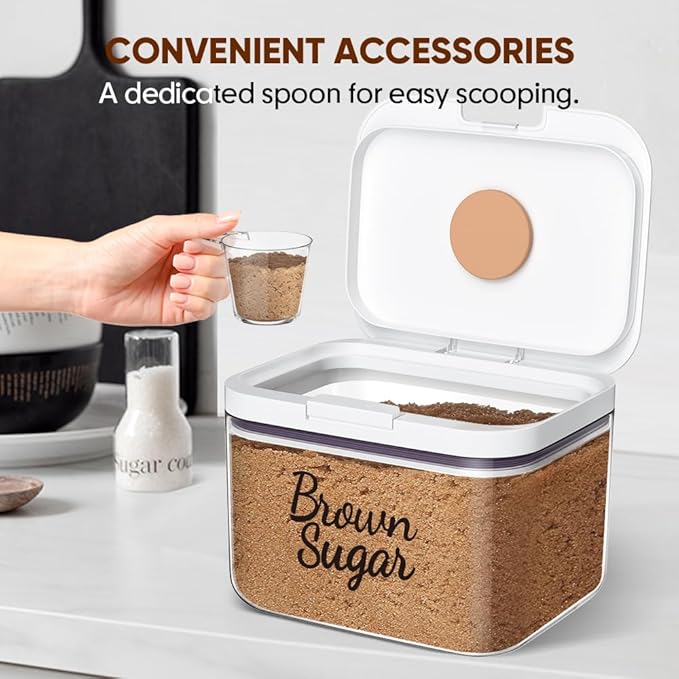 Brown Sugar Container Airtight, 3 Quart Brown Sugar Keeper Storage Container with Spoon