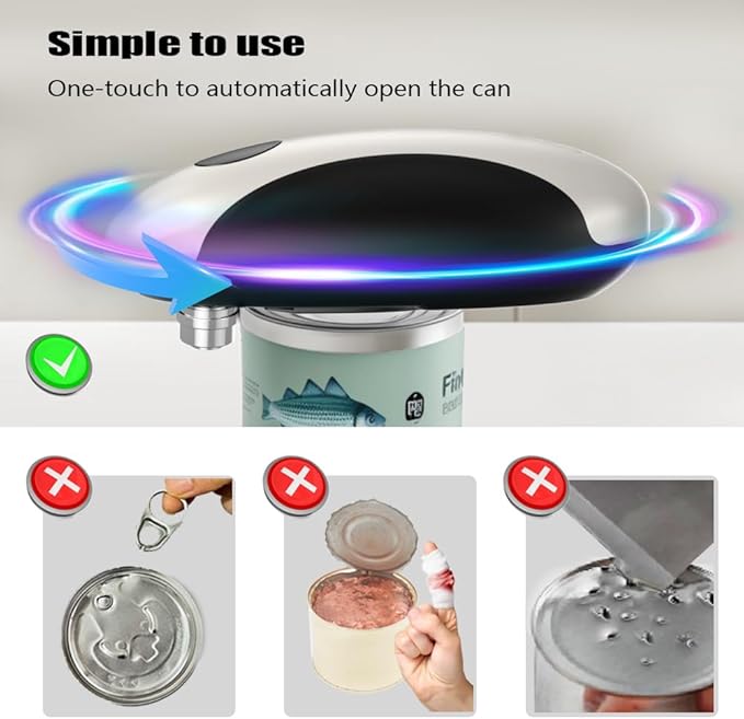Electric Can Openers in 2026: Automatic Can Opener Electric with Rechargeable. The Can Opener Creates A Smooth Edge, Making It The Best Gift for Seniors And Kids. (White)