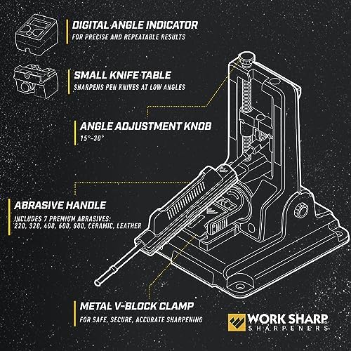 Work Sharp Professional Precision Adjust Knife Sharpener Kit - Complete Sharpening System for Kitchen, Pocket & Hunting Knives - Premium Angle-Guided Sharpening