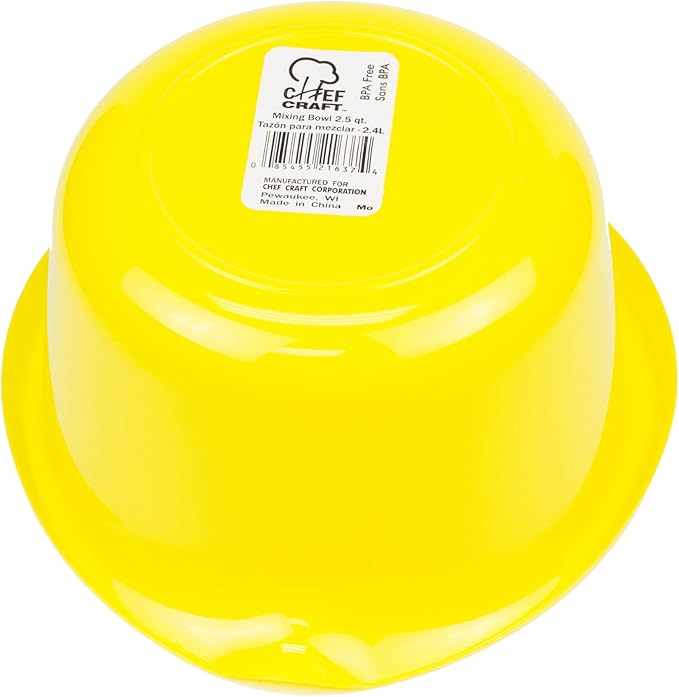 Chef Craft Select Plastic Mixing Bowl, 2.5 quart, Yellow