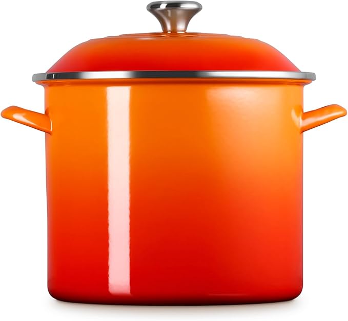 Le Creuset Enamel on Steel Traditional Stockpot, 12 qt., Flame with Stainless Steel Knob