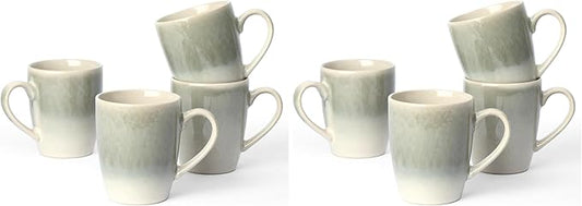 famiware Coffee Mugs Set, 13 oz Mug Set of 4, Stoneware Cups for Latte, Hot Tea, Mocha, Cocoa, Cappuccino, Microwave and Dishwasher Safe, Glacier Series, Sage Green (Pack of 2)