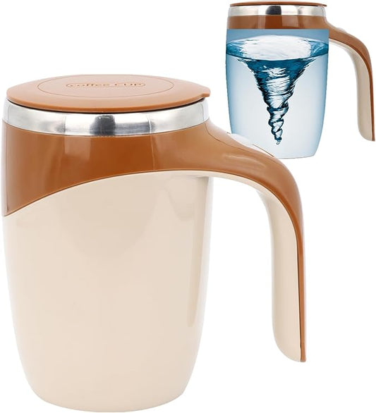 Self Stirring Mug - Automatic Magnetic Electric Coffee Mug, Rotating Cute Mixing Cup Tasse, To Stir Office/Kitchen/Travel/Home Coffee/Tea/Hot Chocolate/Milk-450 ml/15.2 oz(Brown)