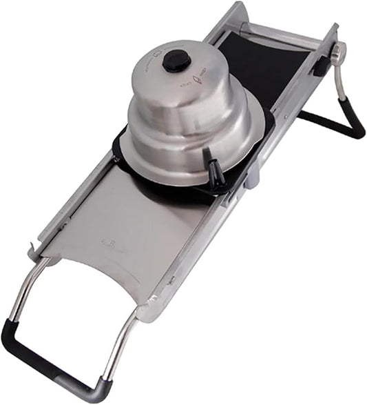 de Buyer LA MANDOLINE REVOLUTION MASTER - Removable, Double-Sided Stainless Steel Blade - Ideal for Cutting, Shredding, Dicing & Cubing - Includes 6 Julienne Blades & Extra Pusher - Made in France