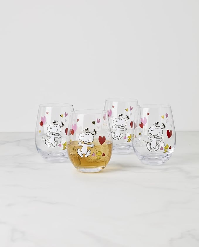 Lenox 897880 Snoopy Valentines Day Tumblers, Set Of 4