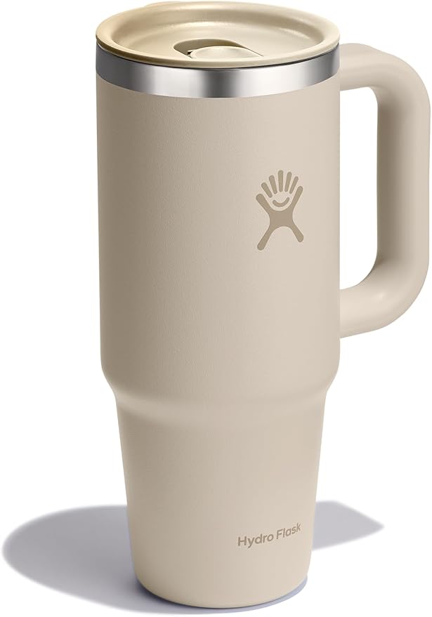 Hydro Flask Coffee Travel Tumbler Mug – Insulated Stainless Steel, Leak Resistant Hot & Iced Coffee Cup 24 Oz Oat Tan