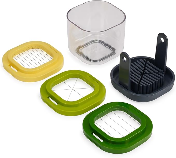 Joseph Joseph Multi-Prep Mini, 3-in-1 Compact space saving Vegetable Chopper & Dicer, Egg Slicer, 3 Stainless Steel Wire cutters