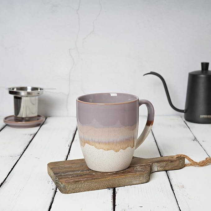Bosmarlin Ceramic Tea Cup with Infuser and Lid, 16 Oz, 5 Colors to Choose, Dishwasher and Microwave Safe, Reactive Glaze, Steeping Tea Mug with Strainer (Purple)