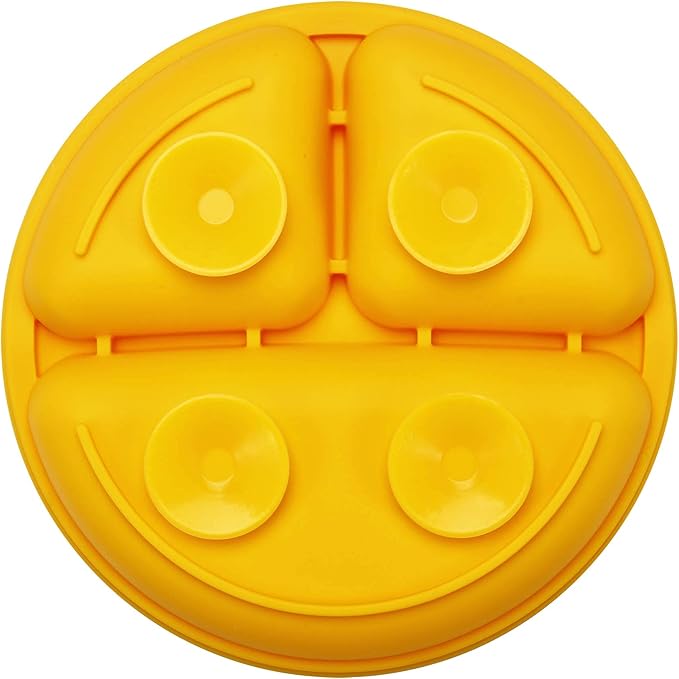 PandaEar Divided Unbreakable Silicone Baby and Toddler Plates - 3 Pack - Non-Slip - Microwave Safe - Silicone (Blue Green Yellow)