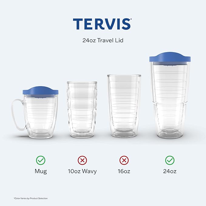 Tervis Travel Lid Made in USA Double Walled Insulated Tumbler Travel Cup Keeps Drinks Cold & Hot, Fits 24oz Tumblers & 16oz Mugs, Fuchsia (Pack of 3)