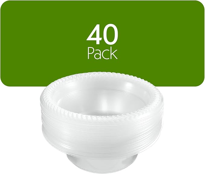 PLASTICPRO 40 Pack Clear Plastic Soup Bowls 5 oz Durable Disposable Small Plastic Bowls for Parties Events BBQ
