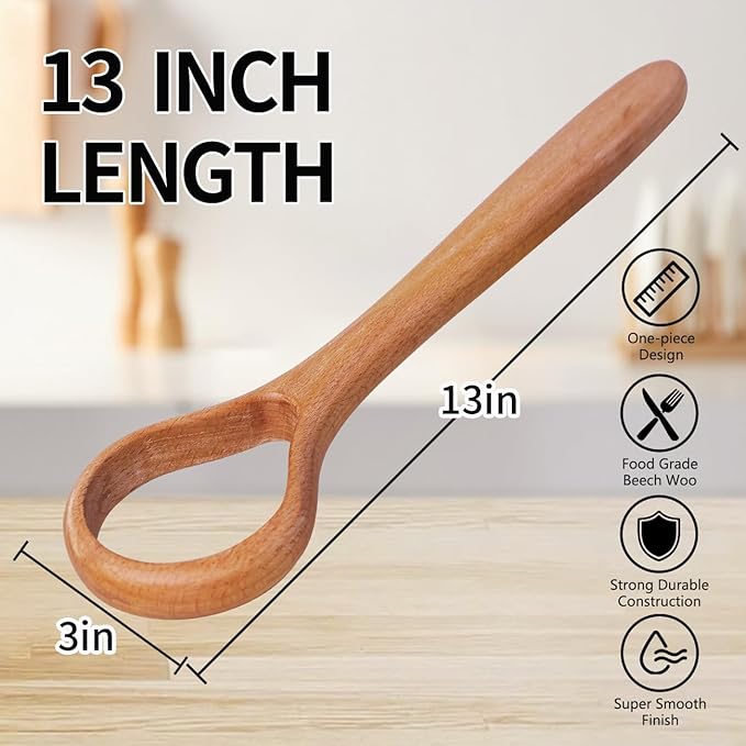 13-Inch Danish Dough Whisk - Wooden for Sourdough Bread Baking Supplies - Traditional Dutch Whisk for Pizza, Pastry, Cake Batter