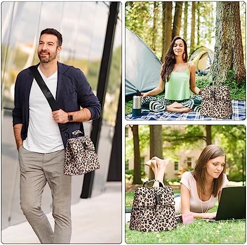 ZM-YOUTOO Insulated Foldable Lunch Bag- Lightweight Portable with Adjustable Shoulder Strap Lunch Box for Men, Women, Office, Work, Picnic, Hiking and Beach (leopard print(Hard Fabric))