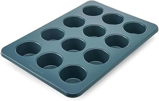 KitchenAid Nonstick Swiss Engineered Aluminized Steel Muffin Pan, Dishwasher Safe, Agave, 12 Cup