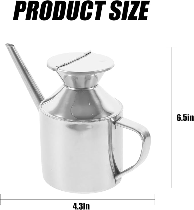 Stainless Steel Oil Dispenser Bottle Versatile Syrup and Soy Sauce Dispenser with Ergonomic Handle, Leak-Proof for Kitchen & Restaurant Use, Easy to Clean