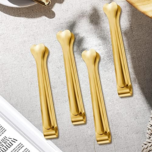 18 Pack Premium Small Serving Tongs, Mini Stainless Steel Appetizer Tongs 4.33Inch Gold