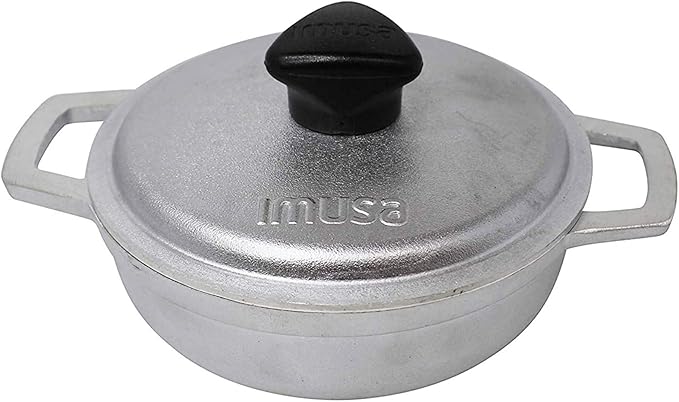 IMUSA USA 4 Piece 0.5Qt Traditional Colombian Mini Calderos (Dutch Oven) for Cooking and Serving, Silver