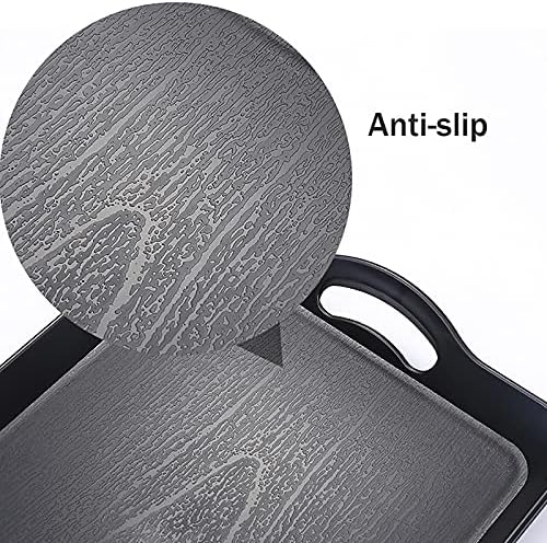 Cedilis 3 Pack Black Serving Trays with Handles,16 x 11IN Rectangular Non Skid Multi-Purpose Plastic OttomanTray for Restaurant, Parties, Coffee Table, Kitchen