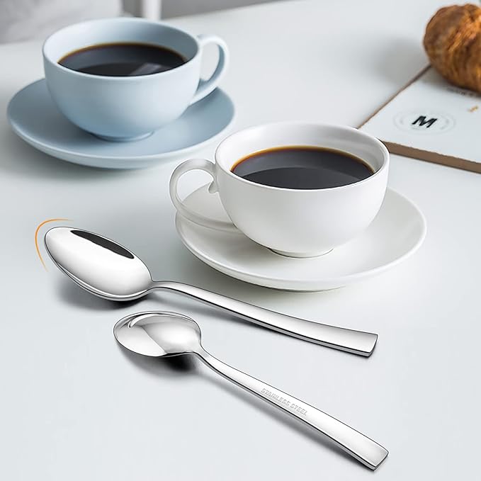10-Piece Silverware Set, E-far Stainless Steel Flatware Set Service for 2, Modern Tableware Cutlery Set for Home and Restaurant, Square Edge & Mirror Finish, Dishwasher Safe