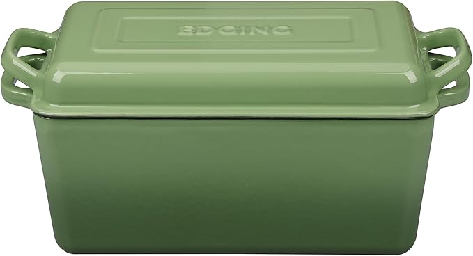 Enameled Cast Iron Dutch Oven, Oblong Bread Oven for Sourdough Bread Baking, Baking Pan, Dual Handles, Oven Safe, 4 Quart, Pistachio Green