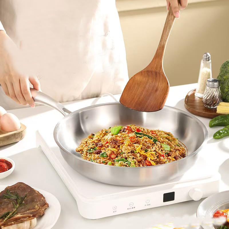 12.5 inch Stainless Steel 316 Wok with Lid, Stir-Fry Pans, Dishwasher and Oven Safe, Works on Induction (12.5 inch)