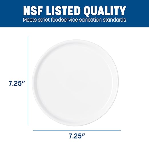 Carlisle FoodService Products Stadia Reusable Plastic Plate Appetizer Plate for Home and Restaurant, Melamine, 7.25 Inches, White, (Pack of 12)
