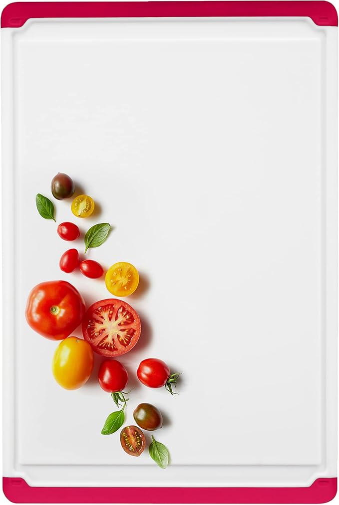 Large Kitchen Plastic Cutting Board - Dishwasher Safe Non-Slip Cutting Boards with Juice Grooves, Easy Grip Handles - Large and Thick Chopping Board Red