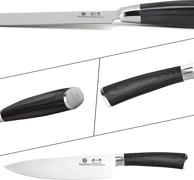 imarku Chef Knife - Pro Kitchen Knife 8 Inch Chef's Knives Japanese SUS440A Stainless Steel Sharp Paring Knife with Ergonomic Handle, Black Handle, Christmas and Thanksgiving Gifts for men and Women