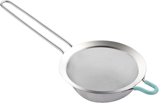 304 Stainless Steel 5.51 inch Fine Mesh Strainers for Kitchen, Colander-Skimmer with Handle, Sieve Sifters for Food, Tea, Rice, Oil, Noodles, Fruits, Vegetable 5.5 inch