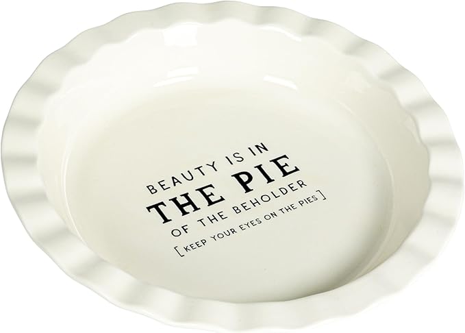 Creative Co-Op, White Round Stoneware Pie Dish, Medium