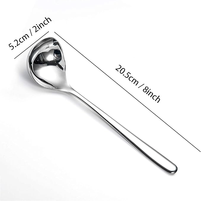 IMEEA 8-Inch Small Ladles for Serving Sauce SUS304 Stainless Steel Gravy Ladle Soup Spoon, Set of 4