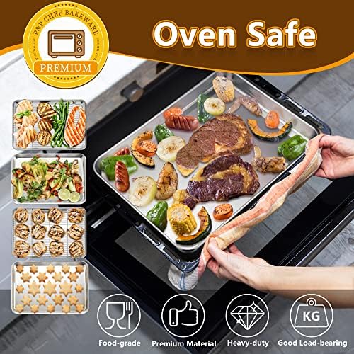 P&P CHEF Stainless Steel Baking Sheet with Rack Set for Cookie, 16 Inch