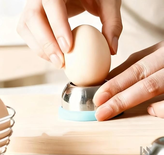 Stainless Steel Egg Piercer - Egg Opener for Hard Boiled Eggs, Egg Poker with Sharp Pin & Anti-Slip Base, Perfect Hard Boiled Egg Peeler Tool, Easy Peel Kitchen Gadget Gift (Blue(simple))