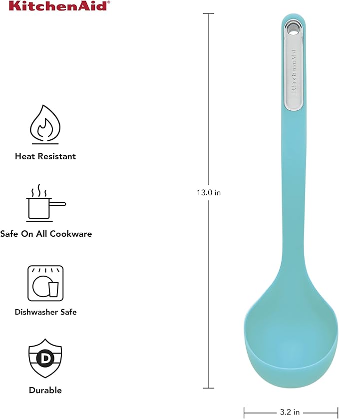KitchenAid KL006OHAQA Silicone Ladle, 13 inches, Aqua Sky