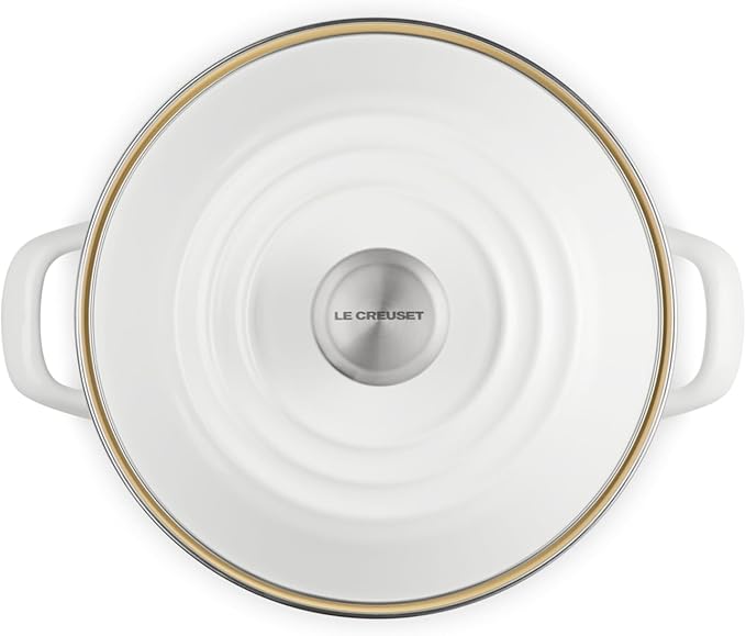 Le Creuset Enamel on Steel Traditional Stockpot, 8 qt., White with Stainless Steel Knob