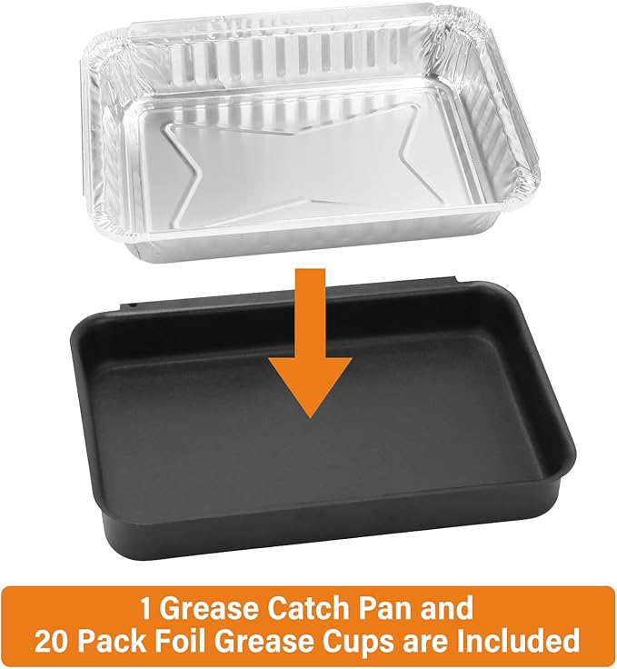 Hisencn Drip Pan for Weber, 93305 Catch Pan with 20-Pack 6415 Foil Grease Tray Liners, for Spirit 200 300 Grills& Genesis II 300, Weber Genesis Silver/Gold/Platinum, Painted Steel