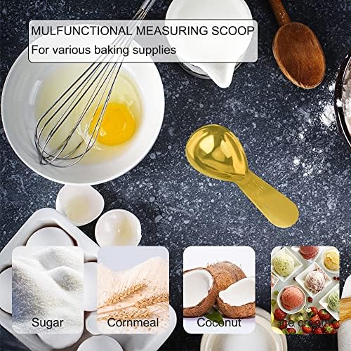 Coffee Scoop Set of 2, Gold Stainless Steel Measuring Spoons, 15ml & 30ml, Compact Short Handle, Measure Spoon for Espresso, Protein Powder, Matcha, Cocoa & Baking