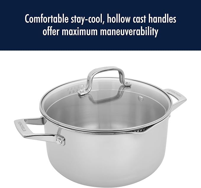 HENCKELS Clad H3 6-qt Dutch Oven, Induction Pot, Stainless Steel, Durable and Easy to clean