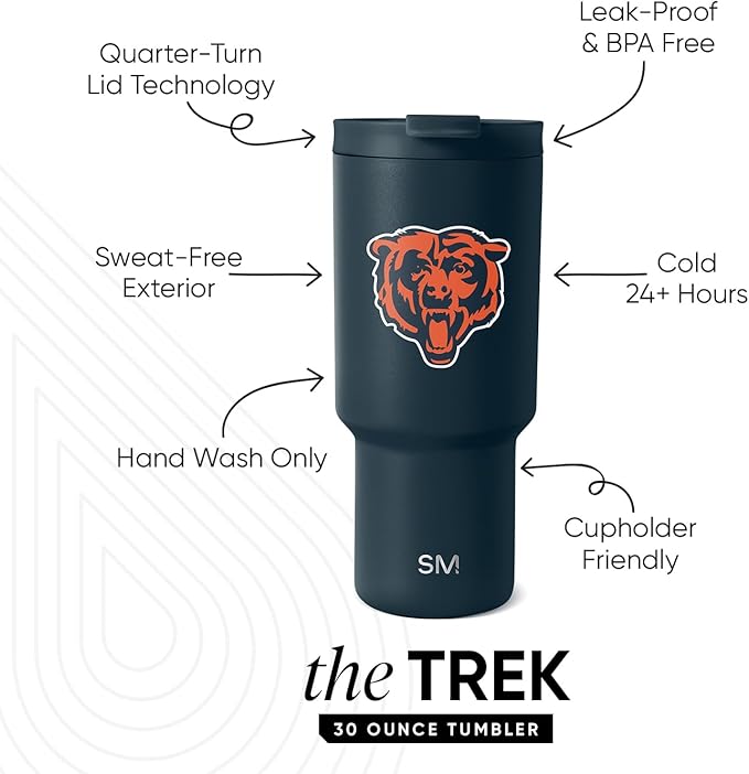 Simple Modern Officially Licensed NFL 30oz Tumbler with Flip Lid and Straws | Football Insulated Stainless Steel Cup | Gifts for Men Women | Trek Collection