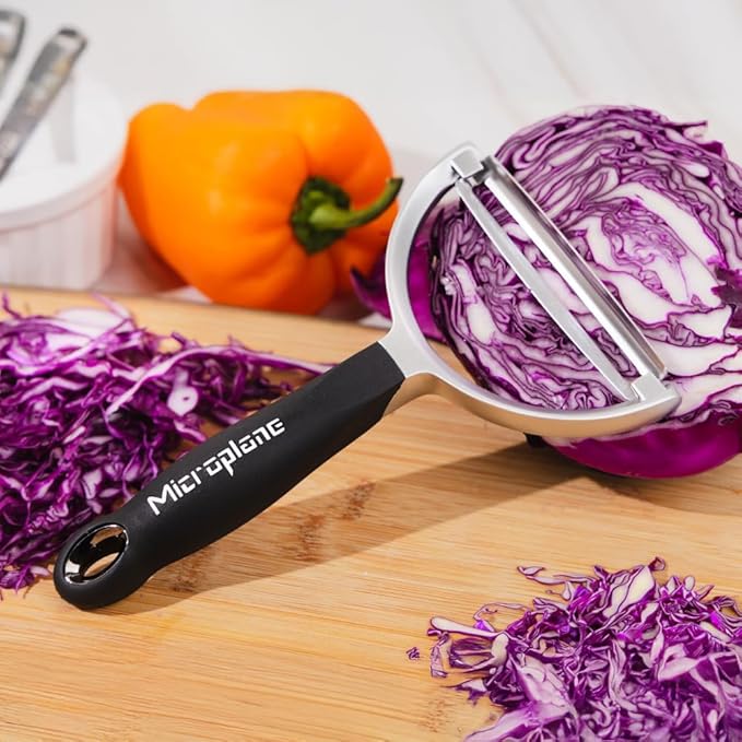Microplane XL Professional Y-Peeler – Extra Wide Stainless Steel Blade Ideal for Potatoes Squash Pumpkin Zucchini and more, Soft-Touch Handle, Dishwasher Safe, Multi-Use Peeler for Vegetables, Fruits