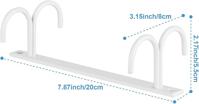 Mug Rack Under Cabinet - Coffee Cup Holder, 8 Mugs Hooks Under Shelf, Display Hanging Cups Drying Hook for Bar Kitchen Utensils White