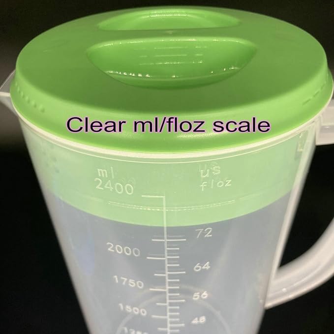 81oz/2.4Litre/0.63 Gallon Plastic Water Pitcher with Lid 2 pcs set BPA-FREE Carafes Mix Drinks Water Jug for Hot/Cold Juice Beverage Ice Tea (Blue and Green, 81oz)