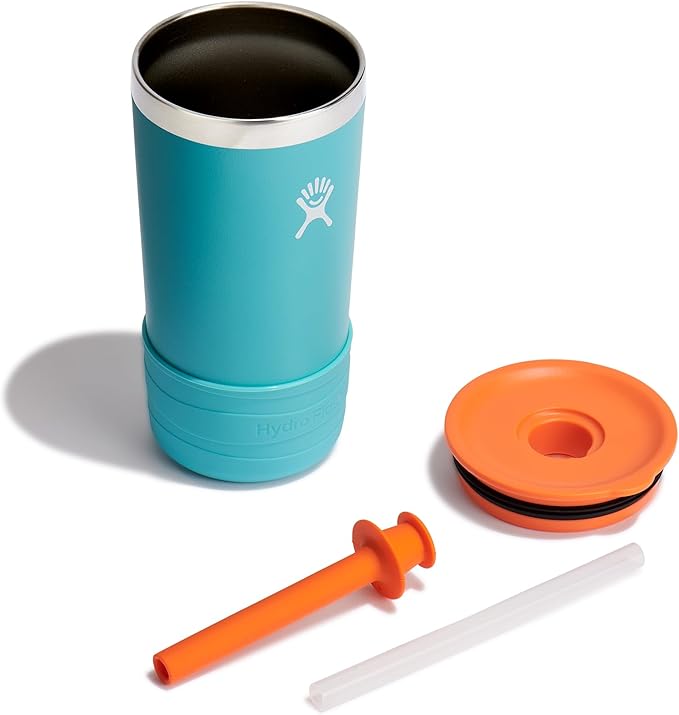 Hydro Flask Kids 12 Oz Tumbler with Lid and Straw for School - Insulated Stainless Steel in Seaspray Blue