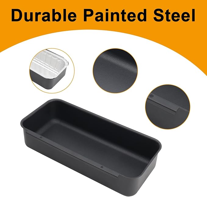 LS'BABQ 70379 Grill Grease Catch Pan for Weber Genesis II 400/600 and II LX 400/600, Summit 400 and 600 Gas Grill Grease Tray with 10PCS 6498 Aluminum Foil Drip Pan Liners for Weber SmokeFire EX4 EX6